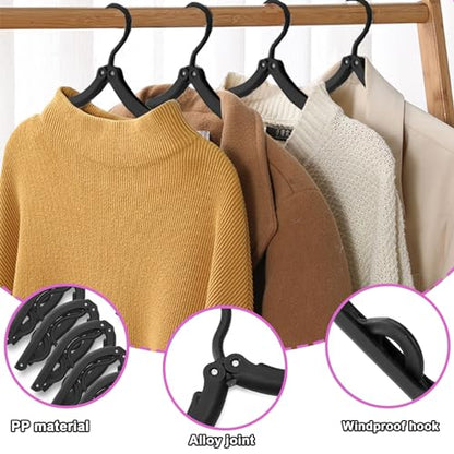 24PCS Travel Hangers,Portable Folding Clothes Hangers,with Clotheslines