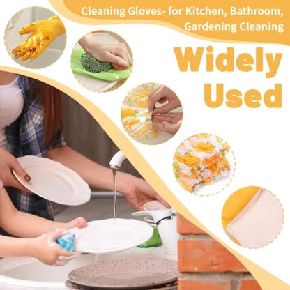 Dishwashing Cleaning Gloves, Rubber Kitchen Glove 2 Pairs