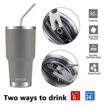 D·S 30oz Grey Tumbler Double Wall Vacuum Insulated Travel Coffee Mug - color: Gray