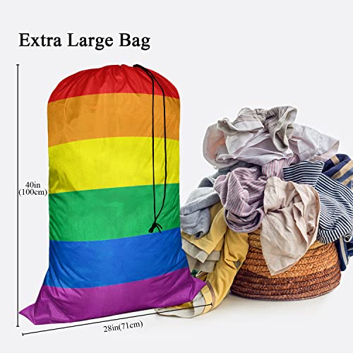 Swono Rainbow Large Travel Laundry Bag, Washable Wet Dry Clothes Bag, LGBT Flag Of Gay Parade Freedom Love Passion Suit For Gym, Swimming, Yoga - Colorful - color: Rainbow
