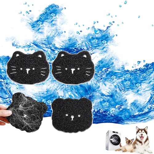 4PCS Pet Hair Catcher for Washing Machine - Reusable Lint Remover & Anti-Tangle Adsorption Sponge Laundry Balls, Remove Dog & Cat Hair from Wool, Cotton Laundry