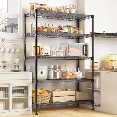 REIBII 31.5" W 5-Tier Storage Shelves, 1000 lbs, Adjustable, for Pantry - size: 5 Tier-15.7"D x 31.5"W x 71"H