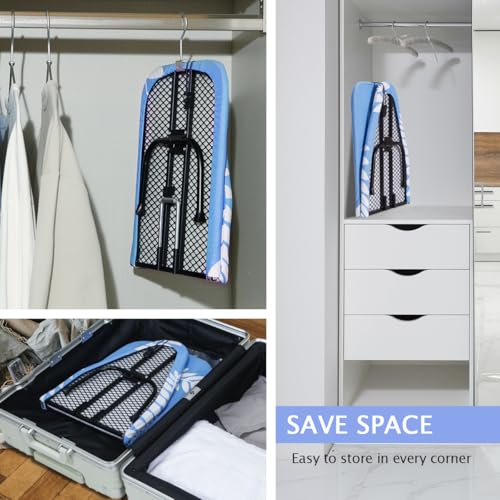 SheeChung Small Ironing Board 12"x32",Mini Ironing Board with Metal Mesh - style: Blue Leaf-32x12
