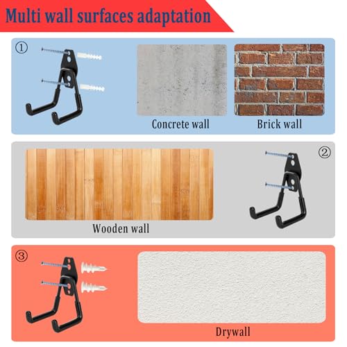 4 Pack Garage Hooks Heavy Duty, Garage Tool Organizer Wall Mount - color: 4 Pack/Black