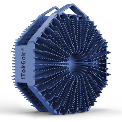iTOKGOK® 2-in-1 Silver-Infused Silicone Body Scrubber, Double-Sided Design Body Brush Body Scrubber Exfoliating Body Brushes for Sensitive Skin for Showering, Silicone Loofah - Blue - color: Blue