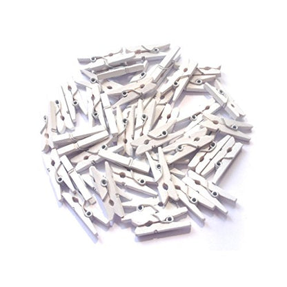 LWR CRAFTS Wooden Mini Clothespins 200 Per Pack 1" 2.5cm (White) - color: White