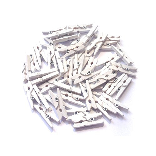 LWR CRAFTS Wooden Mini Clothespins 200 Per Pack 1" 2.5cm (White) - color: White
