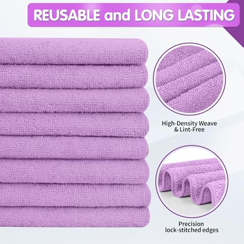 FIXSMITH Purple Microfiber Cleaning Cloth -Pack of 12, Highly Absorbent Cleaning Rags, 16"X12" All Purpose Cleaning Towels for Housekeeping, Kitchen, Car, Lint Free and Reusable Microfiber Towels - color: Purple, size: 12pk