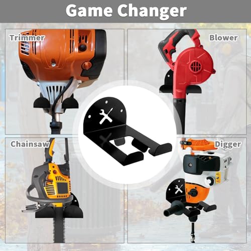 Upgraded Trimmer Rack Wall Mount - 8" Heavy Duty Weed Eater Hanger for Garage Wall, Garden Power Tool Holder Organizer Hooks for Grass Trimmer, Hedge Trimmer, Leaf Blower and Chainsaw, Black, 3 Pack - color: Black-3Pack