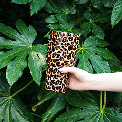 30oz Leopard Tumbler Stainless Steel Insulated Travel Mug with Straw Lid Cleaning Brush (30 oz Leopard), 1 Count (Pack of 1) - color: Leopard