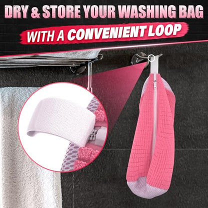 2 Pcs Reusable Shoe Washing Machine Bag, XXL with Zipper, Pink - color: Pink