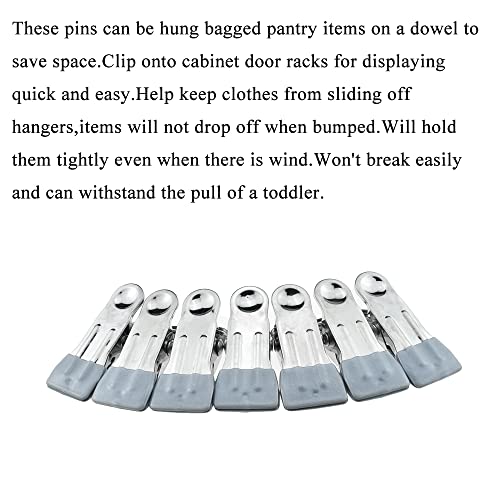 Hahiyo Stainless Steel Clothespins Sock Clip Laundry 2.2inch Length with Spring Strong Grip Windproof Easy Pinch Hang Handy Save Space Not Damage Leave Pinch Mark for Clothesline Towel Silver 7PCS - color: Silver-7p