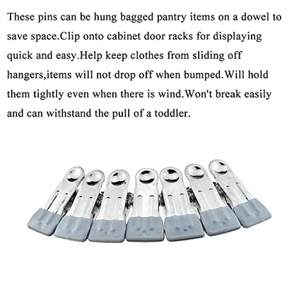 Hahiyo Stainless Steel Clothespins Sock Clip Laundry 2.2inch Length with Spring Strong Grip Windproof Easy Pinch Hang Handy Save Space Not Damage Leave Pinch Mark for Clothesline Towel Silver 7PCS - color: Silver-7p