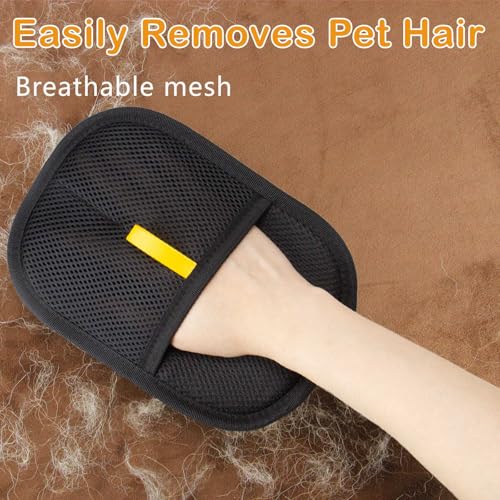 Thickened Pet Hair Removal Glove - Electrostatic Cat Dog Hair Remover Glove, Reusable Magic Brush Pet Hair Remover Tool for Couch, Carpet, and Car Seat (Black,1 Pack) - color: Black