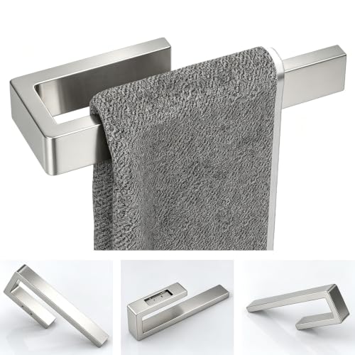 HUFEEOH Hand Towel Holder, Stainless Steel Bathroom Towel Holder Towel Bar, Silver Dish Towel Hanger Wall Mount Heavy DutyTowel Racks for Bathroom - color: Silver, size: 8 Inch-Drilling