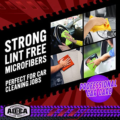 AIDEA Microfiber Cleaning Cloth 10PK, Microfiber Towels for Cars 12"×12" - color: Yellow Blue Green, size: 10PK