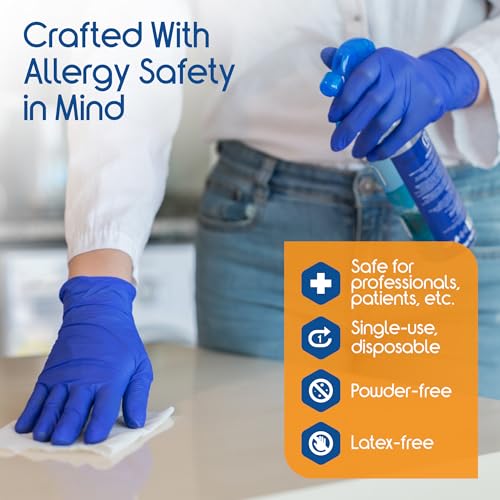 Inspire Cobalt Blue Nitrile Disposable Gloves | 4.5 Nitrile Safety Medical Exam Cooking Cleaning Disposable Gloves - size: XX-Large, style: Blue - Box of 100