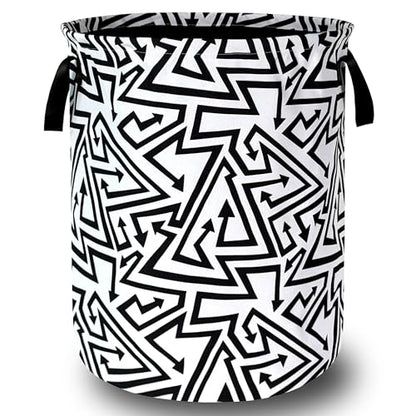 Abstract Arrow Laundry Basket Oxford Cloth Foldable Hamper 18.9x16.5In - color: Black White Abstract Arrow