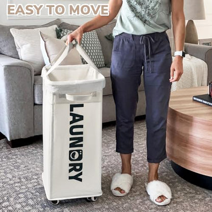 CHICVITA 75L Laundry Basket with Wheels & Handle 2-Pack, Wash Bags, White - color: White, size: 2-Pack 75L (15.7"L x 11.8"W x 24.8"H)