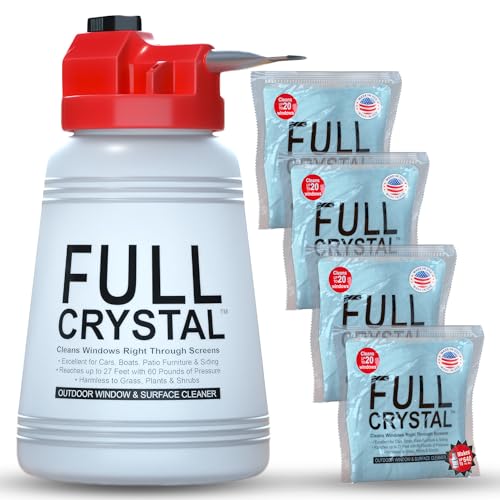Full Crystal Window Cleaner, Bottle + 16oz Powder, Cleans Up to 80 Windows - style: 4 Ounce (Pack of 4)