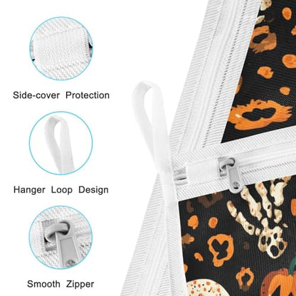 Mesh Laundry Bags Lingerie Bags for Washing Delicates 2 PCS Durable Wash Bag with Zipper Small and Medium Washable Halloween Leopard Pumpkin Skull Brown - color: Halloween Leopard Pumpkin Skull Brown