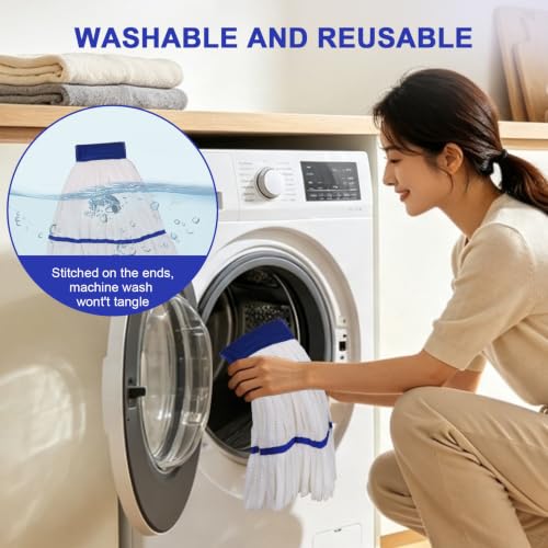 Heavy Duty Commercial Mop Head Replacement Microfiber Tube Mop Heads for Floor Cleaning: 3 Packs Looped End Wet Mop Head Refill for Home Commercial Industrial Use (White) - color: White-3pack