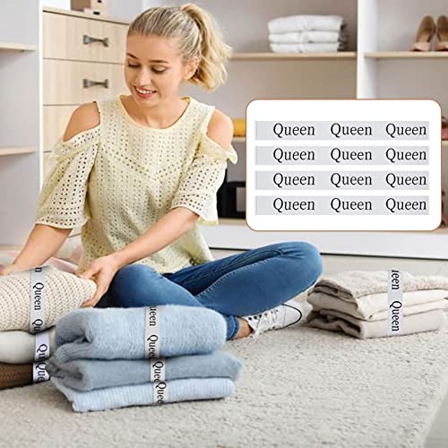 4PCS Bed Sheet Organizer Bands, Storage Labels and Sheet Keepers for Linen Closet - Elastic Bedding Straps for Foldable Bedsheet, Pillow Case, Duvet (Queen) - color: Queen