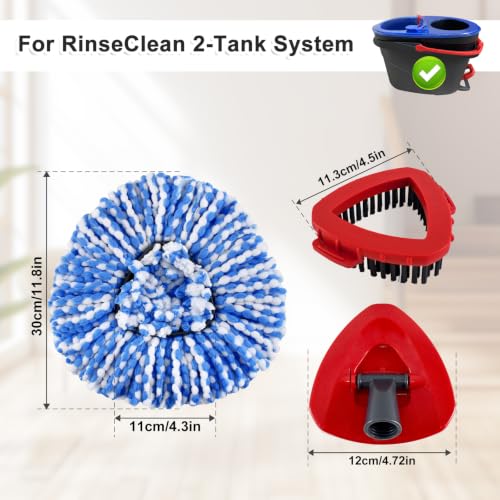 Mop Heads Replacements for Ocedar, Spin Mop Replacement for O-Cedar RinseClean 2 Tank System Mop Refills, Include 3 Pack Mop Refills, 1 Scrub Brush & 1 Mop Base - size: Mop Heads for cedar 2 Tank