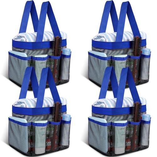 Hillban 4 Pcs Portable Mesh Shower Caddy, Blue - color: Blue