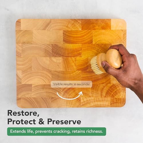 CLARK'S Cutting Board Oil & Wax Brush with Maple Wood Handle - Round - size: Small