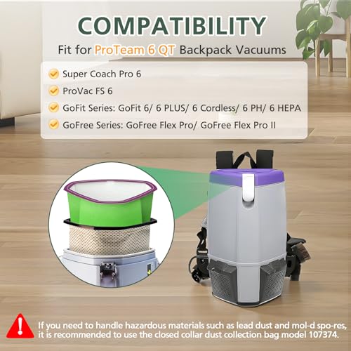 30 Pack 107314 6 QT Backpack Vacuum Bags for ProTeam 6 Quart Vac Cleaner - color: 107314-(6 qt)