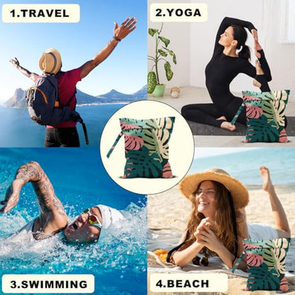 Palm Leaves Wet Bag 12x10 Inch, Green Summer Waterproof Travel Laundry Bags - color: Tropical plants 1415
