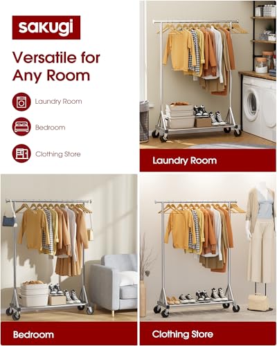 Sakugi Stainless Steel Clothes Rack Mesh Shelf, 42.5x16.5x65.9, Silver - color: Silver, size: 42.5" x 16.5" x 65.9"(1 Rod)