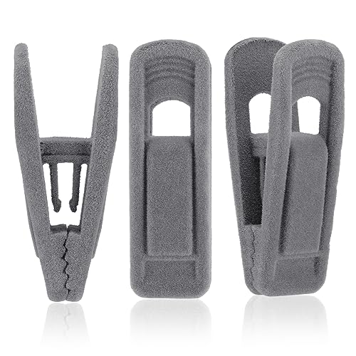 Tinfol Gray Velvet Hanger Clips, 80 Pack Pants Velvet Clips, Large Opening Clothes Pin Hanger Clip, Strong Finger Flocked Clip Perfect for Slim-line Clothes Velvet Hangers - color: Gray, size: 80PC