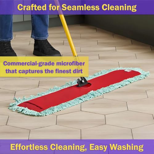 6 Pack Microfiber Sweeper Mop, 36" Replacement Dry Dust Mop Floor Pads, Dust Mop Head Refills for Industrial and Commercial Spaces, Janitorial Supplies - size: 36 Inch