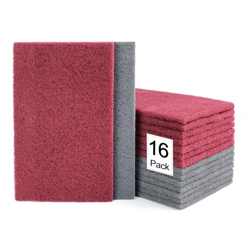 6"x9" Automotive Scuff Pad 16 Pack (7447&7448) - 8 Maroon(Fine) & 8 Gray(Ultra Fine), Wet/Dry Reusable Scuffing Pad for Paint Prep, Sanding - Auto Body, Woodworking & Handicrafts - color: Maroon+Gray, size: 16 pcs (6" x 9")