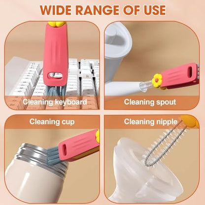 3 in 1 Cup Lid Cleaning Brush, Multifunctional Cleaning Brush Portable Cup Lid Cleaner for Bottle Gap Tight Spaces Cup, Portable Cup Lid Cleaner, 1 Pcs Red - color: 1 Pcs Red