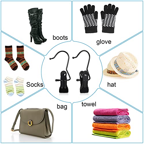 Hotop 20 Pieces Boot Hanger Clips Heavy Duty Closet Space Saving, Black - color: Black