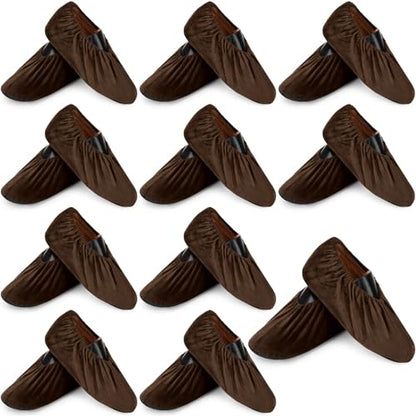 JaGely 11 Pair 11 Pair Reusable Cloth Shoe Covers for Indoors, Brown - color: Brown