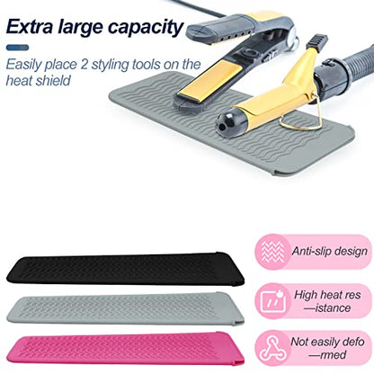 Silicone Heat Resistant Mat Pouch for Hair Straightener,Curling Iron, Grey - color: Grey, size: 2 Pack