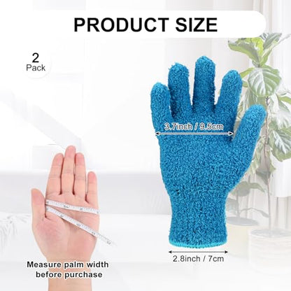 M METERXITY Dusting Gloves, Reusable Washable Mittens for House/Plants/Cars/Blinds Dusting, Leaf Cleaning Glove Mittens - color: Blue, size: 7 x 9.5 cm