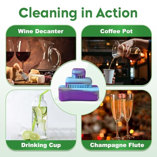 Magnetic Glass Cleaner Kit Dual Silicone Scrubbers with Handle, Purple - color: Purple