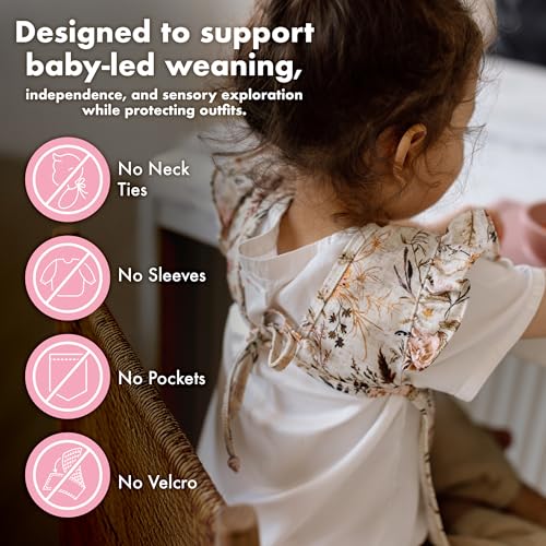 BapronBaby Flutter Baby Led Weaning Infant Feeding Bib Crafting Smock 6M-5T - color: Delilah Floral, size: Baby/Toddler 6m-3T