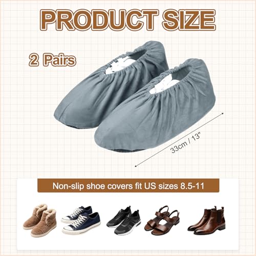 PATIKIL Reusable Shoe Covers, Non-Slip Shoe Protectors Covers Polyester Washable Foot Boot Covering - color: Gray, size: 12 inch