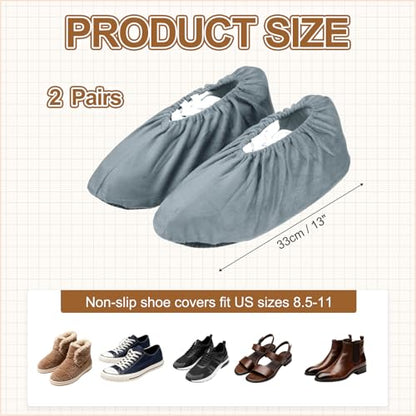 PATIKIL Reusable Shoe Covers, Non-Slip Shoe Protectors Covers Polyester Washable Foot Boot Covering - color: Gray, size: 12 inch