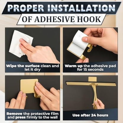 Gold Squeegee for Shower Glass, 14" Silicone Blade, Stainless Steel - color: Gold, size: 14 Inch