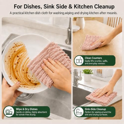 kimteny Microfiber Dish Cloths for Washing Dishes 24 Pack, Pink - color: Pink, size: 12 x 12 - 24 Pack