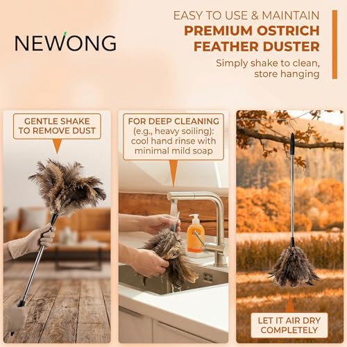 Extendable Ostrich Feather Duster, 26-79 in, for Ceilings and Fans