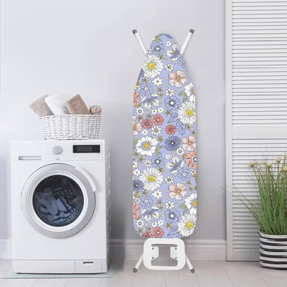 Daisy Print Ironing Board Cover Pretective Covers 15x54 Inch Standard Ironing Board Cover with Elastic Edge and Hook and Loop Fasteners Scorch and Stain Resistant Cotton - color: Daisy Print