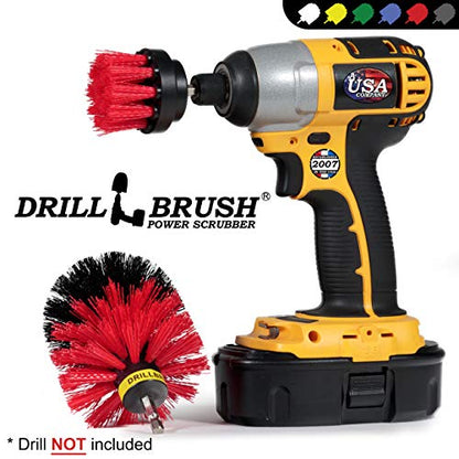 2 Piece Red Stiff Brush Cleaning Set - Gutter Cleaning Outdoor Brush Set - color: Red